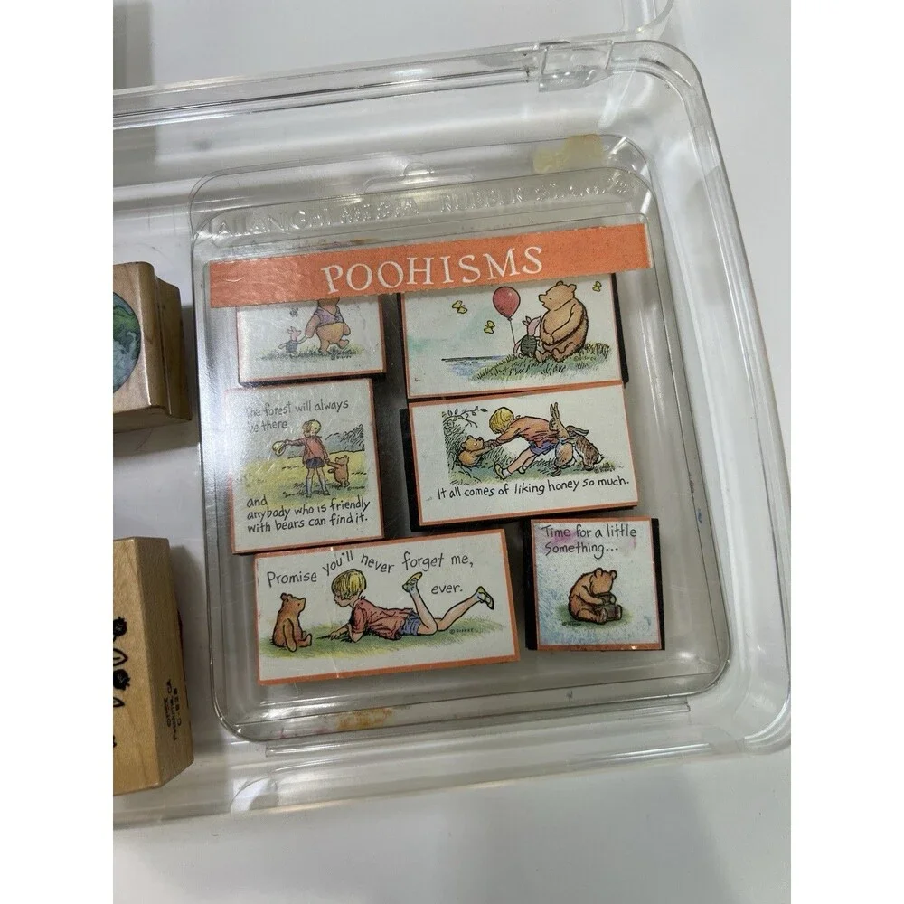 Vintage Wood Mounted Rubber Stamp Destash Lot Winnie The Pooh Poohisms Hero Arts
